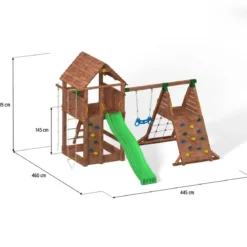 Parco Giochi in Legno Scivolo Sabbiera Corda Arrampicata 560x445x305 cm