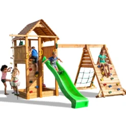 Parco Giochi in Legno Scivolo Sabbiera Corda Arrampicata 560x445x305 cm