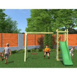 Parco Giochi Torretta per Bimbi da Giardino in Legno Scivolo Altalena