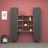 Parete Attrezzata Libreria per Soggiorno Antracite Opaco Rovere 170 cm