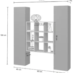 Parete Attrezzata Libreria per Soggiorno Antracite Opaco Rovere 170 cm