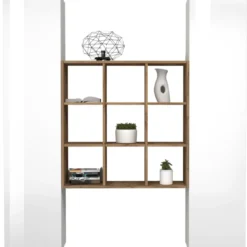 Parete Attrezzata Libreria Soggiorno Bianco Lucido Rovere 170 cm