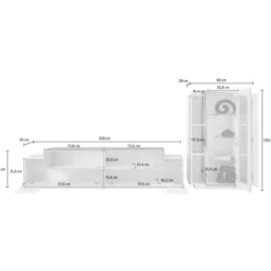Parete Attrezzata Soggiorno 280 cm Verde Salvia Rovere Porta TV Vetrina