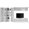 Parete Attrezzata Soggiorno Asimmetrica 340cm Colonne Vetrina Porta Tv