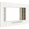 Parete Attrezzata TV Moderna 290 cm in Legno Bianco Lucido Cemento