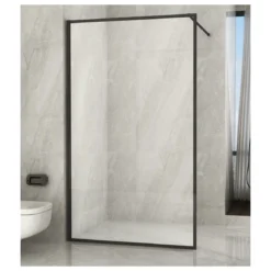 Parete Doccia Walk In Fissa 120 140 Box 8mm Profili Neri | BricoShop24