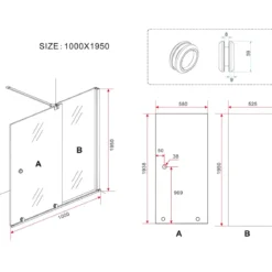 Parete Doccia Walk In 8 mm 100 120 140 160 180 Box Anta Scorrevole