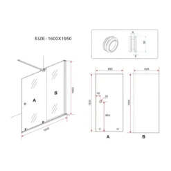 Parete Doccia Walk In 8 mm 100 120 140 160 180 Box Anta Scorrevole
