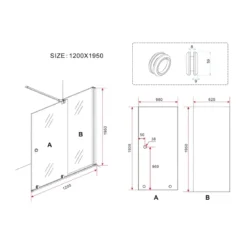 Parete Doccia Walk In 8 mm 100 120 140 160 180 Box Anta Scorrevole