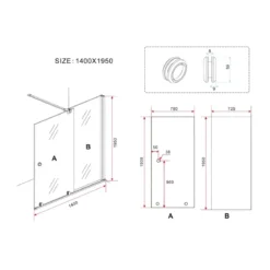 Parete Doccia Walk In 8 mm 100 120 140 160 180 Box Anta Scorrevole