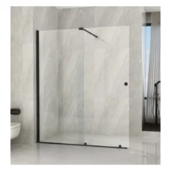 Parete Doccia Walk In Scorrevole 100 120 140 160 180 Box 8mm Profili Neri