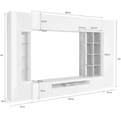 Parete Soggiorno Attrezzata Porta TV Vetrina Libreria Beige Rovere