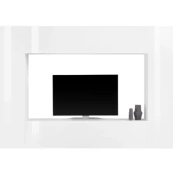 Parete Soggiorno Attrezzata Bianco Lucido Porta TV Pensile Vasistas