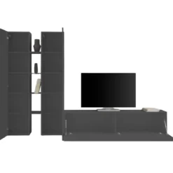 Parete Soggiorno Attrezzata Antracite Opaco Moderno 280x30x180 cm