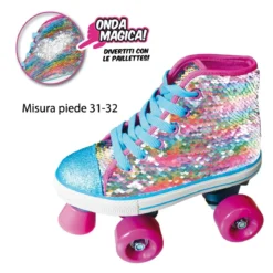 Pattini a Rotelle Sneaker Scarpa 31 32 con Paillettes Freno 4 Ruote da Bambina