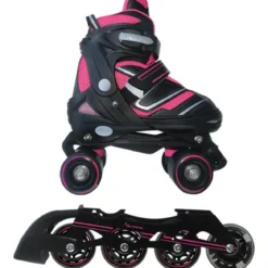 Pattini Bambini 2 in 1 M 34-37 Trasformabili a Rotelle in Linea Fucsia
