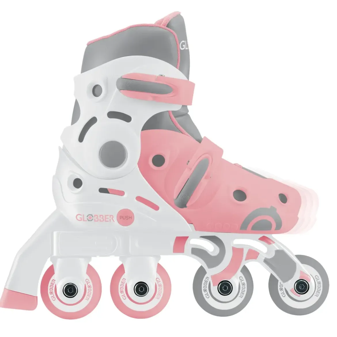 Pattini Bambini Regolabili 2 in 1 Rosa Taglia 30-33 Inline e Learning