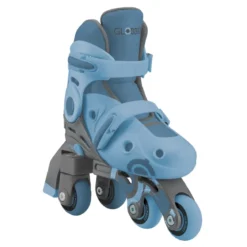 Pattini Bambini Regolabili 2 in 1 Celeste Taglia 30-33 Inline Learning