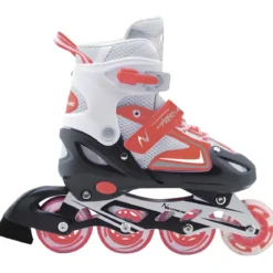 Pattini in Linea Bambini Regolabili 38-41 Rosso con Cuscinetti ABEC 7