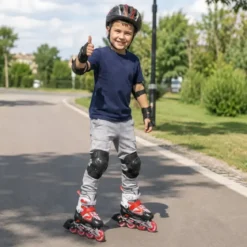 Pattini in Linea Bambini Regolabili 34-37 Rosso con Cuscinetti ABEC 7