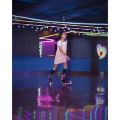 Pattini in Linea per Bambini Taglia 34-37 LED Freno Posteriore Rosa