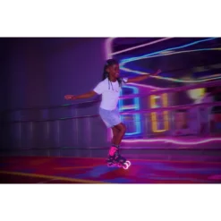 Pattini in Linea per Bambini Taglia 34-37 LED Freno Posteriore Rosa