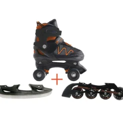 Pattini 3 in 1 34-37 Trasformabili in Linea e da Ghiaccio Arancione