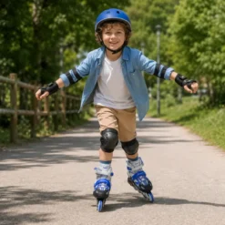 Pattini per Bambini in Linea Regolabili 34-37 Blu Cuscinetti ABEC 7
