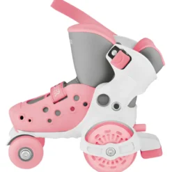Pattini per Bambini 4 Ruote Regolabili Rosa Pastello Taglia 26-29