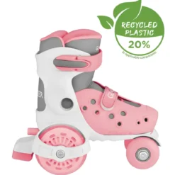 Pattini per Bambini 4 Ruote Regolabili Rosa Pastello Taglia 26-29