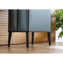 Pattumiera Keter 54L Blu Perlato Apertura Push per Cucina con Gambe