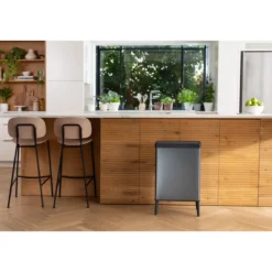 Pattumiera Keter 54L Blu Perlato Apertura Push per Cucina con Gambe