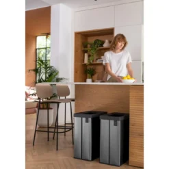 Pattumiera Keter 54L Grigio Perlato Differenziata Materiale Riciclato