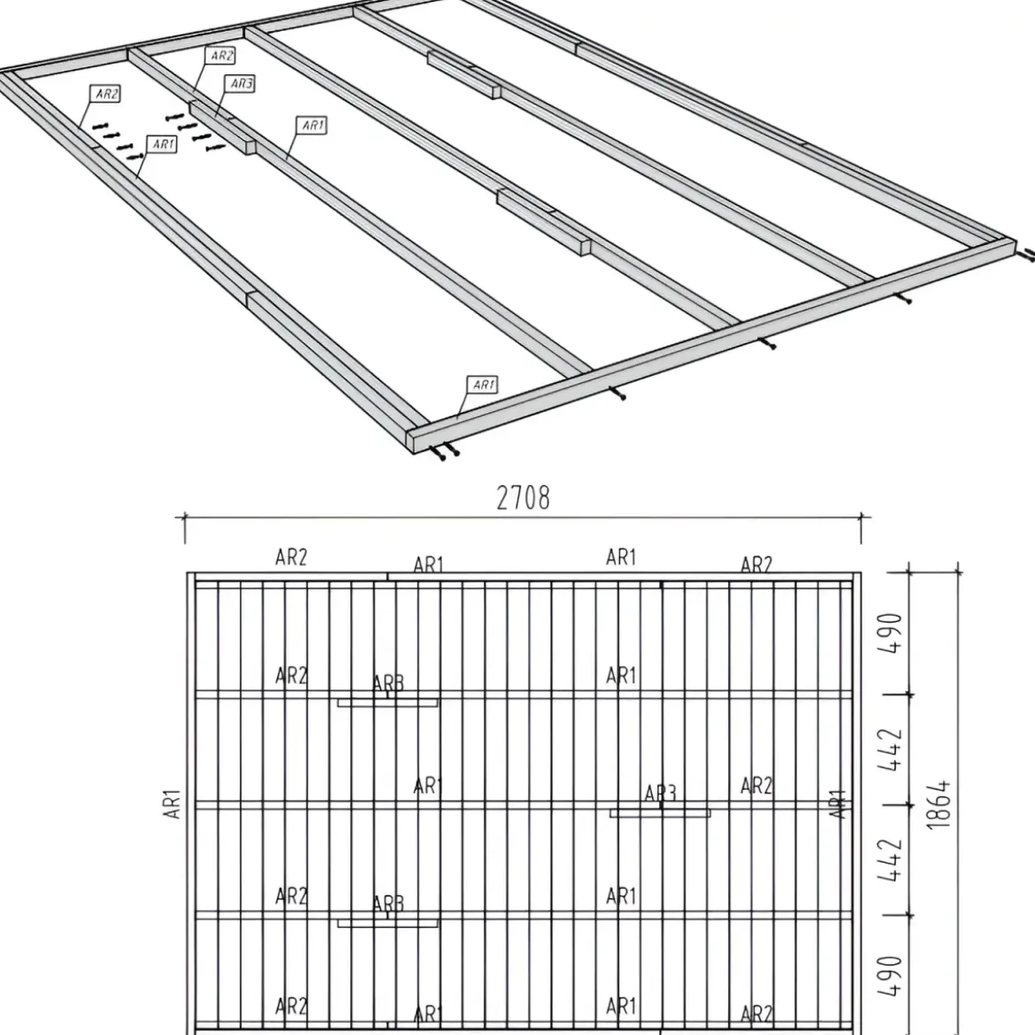 Pavimento per Casetta Chiosco in Legno da Giardino 273x190 cm