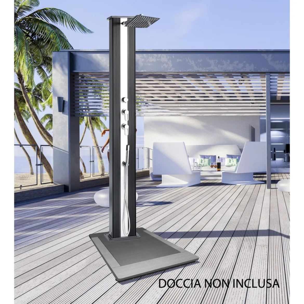 Pedana Base per Doccia Solare da Esterno Giardino 97x75 in Composito Antiscivolo
