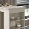 Penisola Cucina Alta 117x54 cm Tavolo Snack Beige Ripiani Salvaspazio