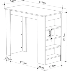 Penisola Cucina Alta 117x54 Tavolo Snack Antracite Ripiani Salvaspazio
