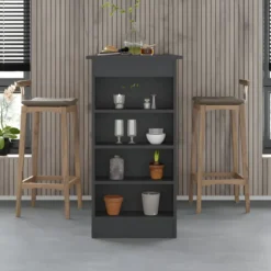 Penisola Cucina Alta 117x54 Tavolo Snack Antracite Ripiani Salvaspazio