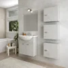 Pensile Bagno Sospeso Cubo 45x45 Rovere Grigio Reversibile Salvaspazio