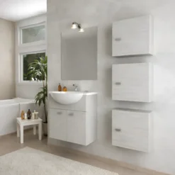 Pensile Bagno Sospeso Cubo 45x45 Rovere Grigio Reversibile Salvaspazio