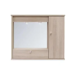 Pensile Mobile da Bagno 1 Anta Ribalta Olmo con Specchio Mobiletto Specchiera