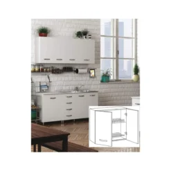Pensile per Cucina Componibile Scolapiatti 80 cm Larghezza Legno Bianco Larice