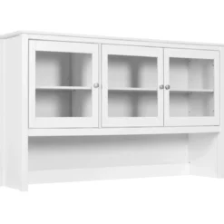 Pensile Vetrina Soggiorno Bianco Laccato 3 Ante in Vetro Legno MDF
