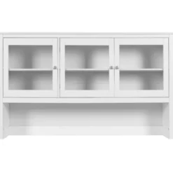 Pensile Vetrina Soggiorno Bianco Laccato 3 Ante in Vetro Legno MDF