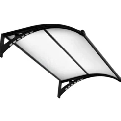 Pensilina con Led 150x100 in Policarbonato Alveolare Antipioggia Nero