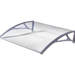 Pensilina in Alluminio 120x80 cm Policarbonato Tettoia Porte da Esterno Balconi