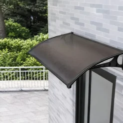 Pensilina Policarbonato Alveolare Fumè 150x100 cm con Supporti ABS