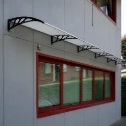 Pensilina Policarbonato Alveolare Trasparente 120x100 cm Supporti ABS