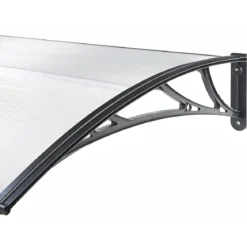 Pensilina Policarbonato Alveolare Trasparente 120x100 cm Supporti ABS