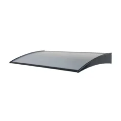 Pensilina Tettoia 140x75 in Alluminio Nero da Esterno Portone Staffe Sopra Porta